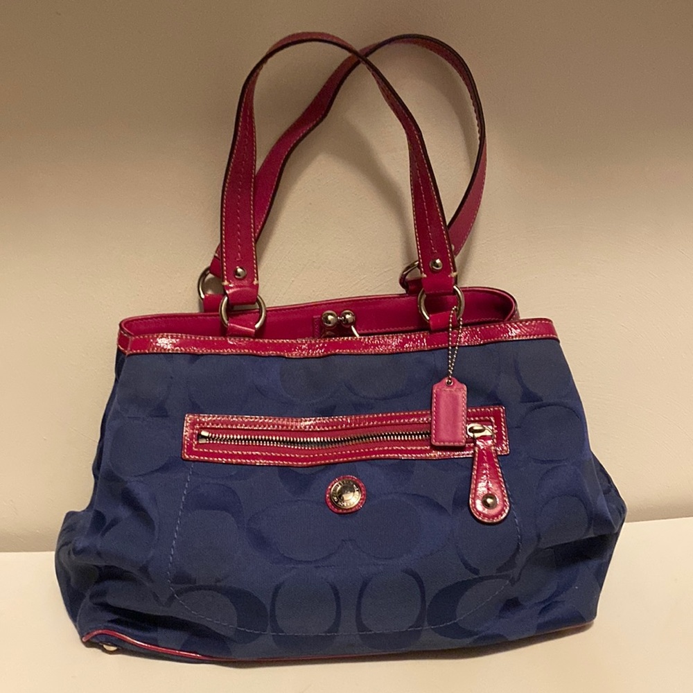 Navy/dark pink Coach Handbag